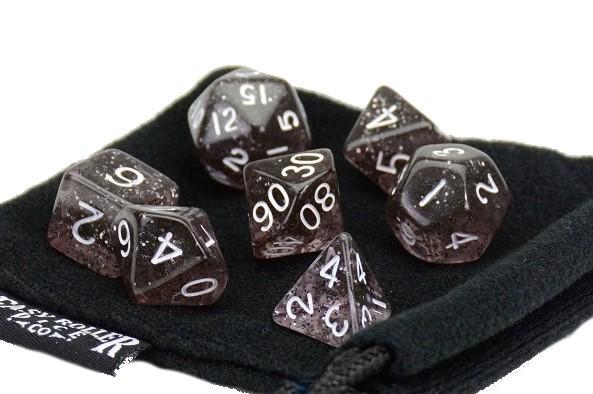 Easy Roller Black Sparkle 7ct Polyhedral Set with Bag Dice Easy Roller Dice