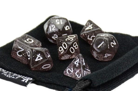 Easy Roller Black Sparkle 7ct Polyhedral Set with Bag Home page Easy Roller Dice   