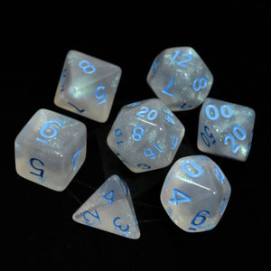 Die Hard Dice Glacial Moonstone w/ Blue 7ct Polyhedral Set Home page Other   