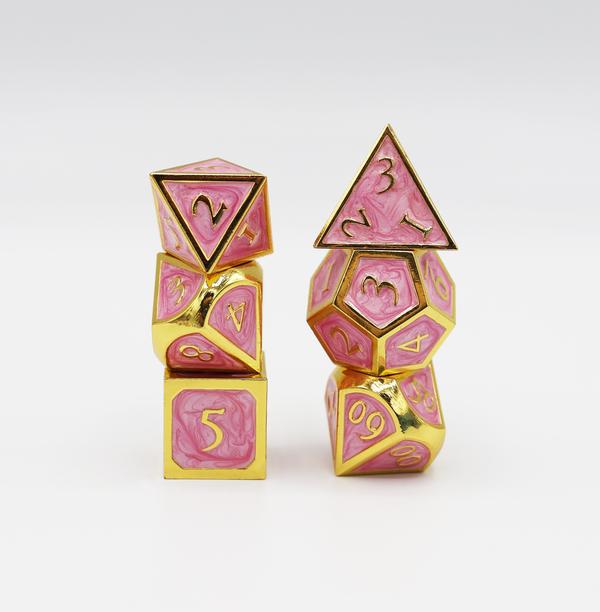 Gold Bubblegum 7ct Metal Polyhedral Dice Set Dice Other