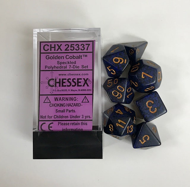 Chessex Speckled Golden Cobalt 7ct Polyhedral Set (25337) Dice Chessex   
