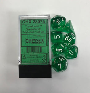 Chessex Translucent Green/White 7ct Polyhedral Set (23075) Dice Chessex   