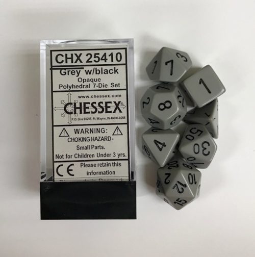 Chessex Opaque Dark Grey/Black 7ct Polyhedral Set (25410) Dice Chessex   