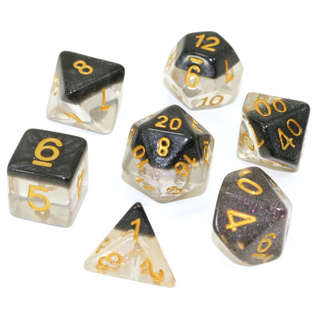 Die Hard Dice Onyx Snowglobe 7ct Polyhedral Set Dice Die Hard Dice