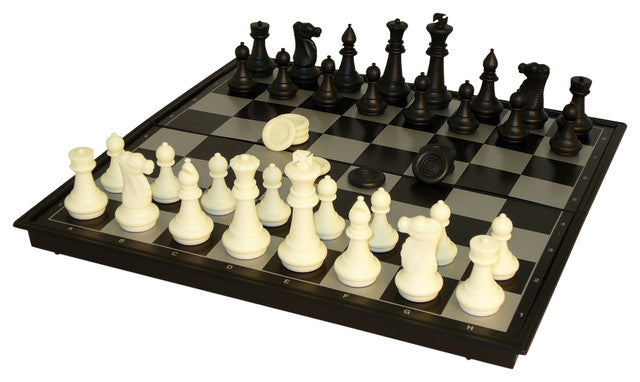 Chess/Checkers Set: 14" Folding Magnetic Board Board Games WorldWise Imports   