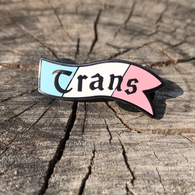 Flint & Feather Alignment Enamel Pin: Trans  Flint & Feather   
