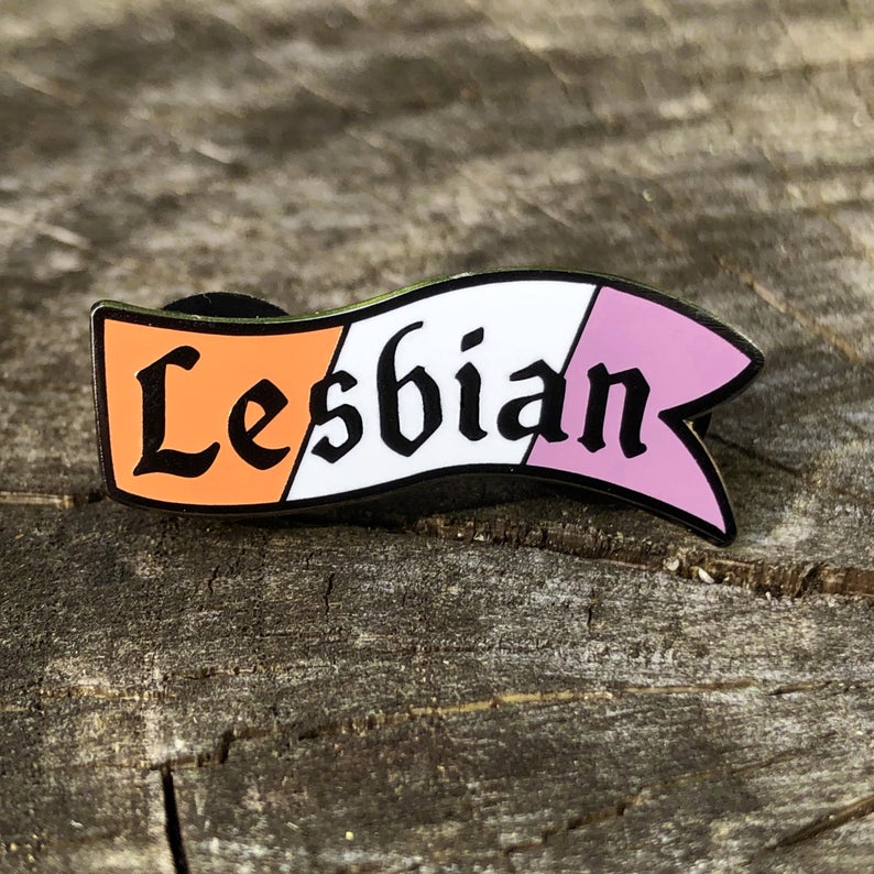 Flint & Feather Alignment Enamel Pin: Lesbian  Flint & Feather   