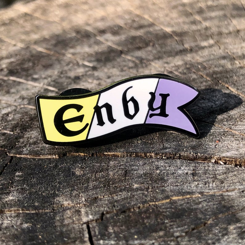 Flint & Feather Alignment Enamel Pin: Enby  Flint & Feather   
