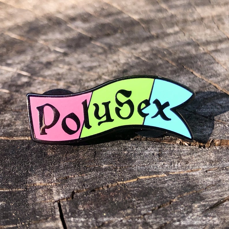 Flint & Feather Alignment Enamel Pin: PolySex  Flint & Feather   