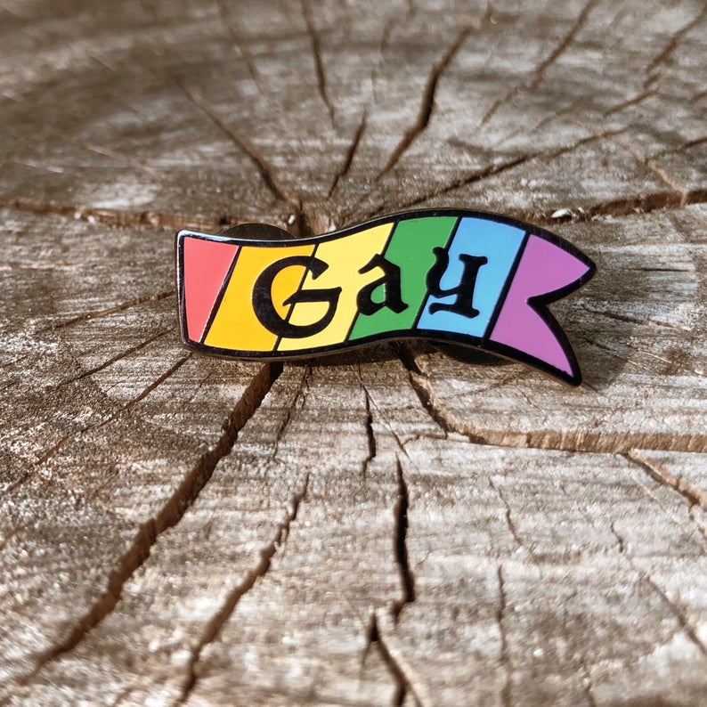 Flint & Feather Alignment Enamel Pin: Gay  Flint & Feather   