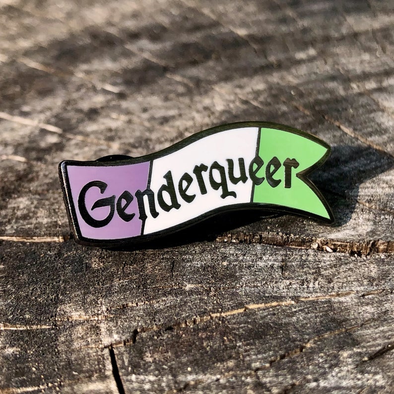 Flint & Feather Alignment Enamel Pin: Genderqueer  Flint & Feather   
