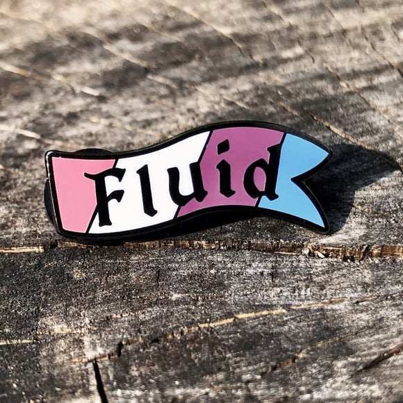 Flint & Feather Alignment Enamel Pin: Genderfluid  Common Ground Games   