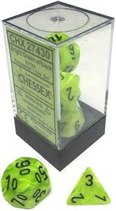 Chessex Vortex Bright Green/Black 7ct Polyhedral Set (27430) Dice Chessex   