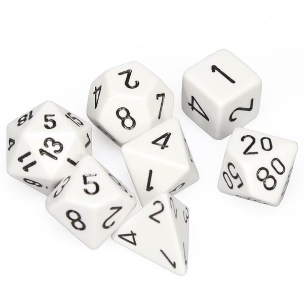 Chessex Opaque White/Black 7ct Polyhedral Set (25401) Dice Chessex   