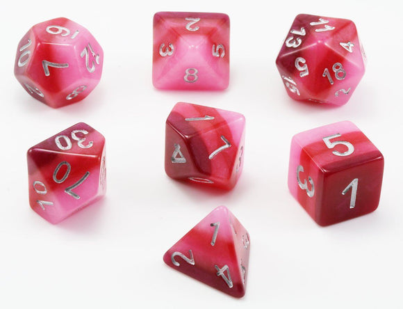 Easy Roller Pink 3-Tone 7ct Polyhedral Set with Bag Home page Easy Roller Dice   