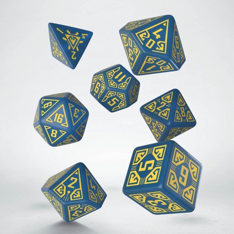 Q-Workshop Arcade Blue/Yellow 7ct Polyhedral Set Dice Q Workshop