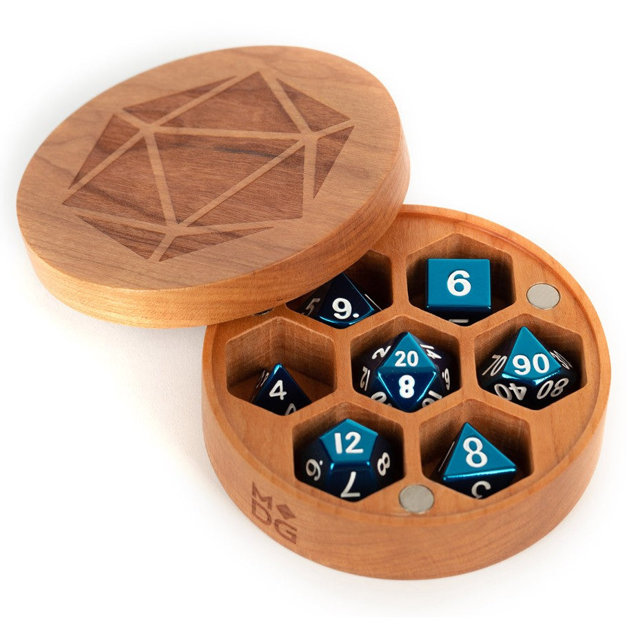 Metallic Dice Games Premium Wooden Round Dice Chest Cherry Supplies FanRoll by Metallic Dice Games