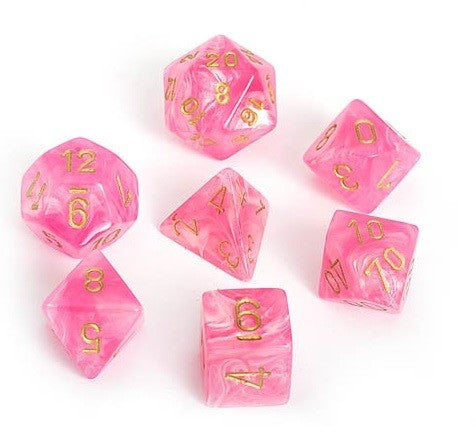 Chessex Easter Pink/Gold 7ct Polyhedral Set (LE761) Dice Chessex   