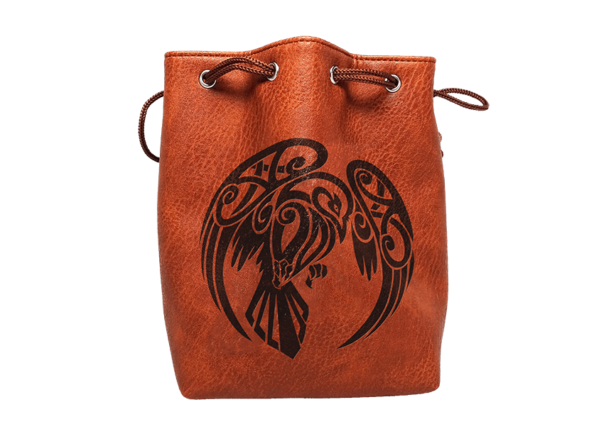 Easy Roller Brown Leather Lite Raven Design Self-Standing Large Dice Bag Supplies Easy Roller Dice