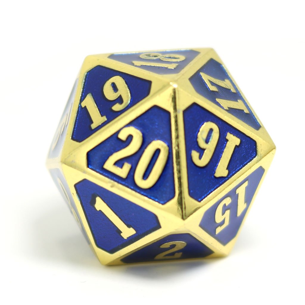 Die Hard Dice Metal Spindown D20 Shiny Gold Sapphire Dice Die Hard Dice