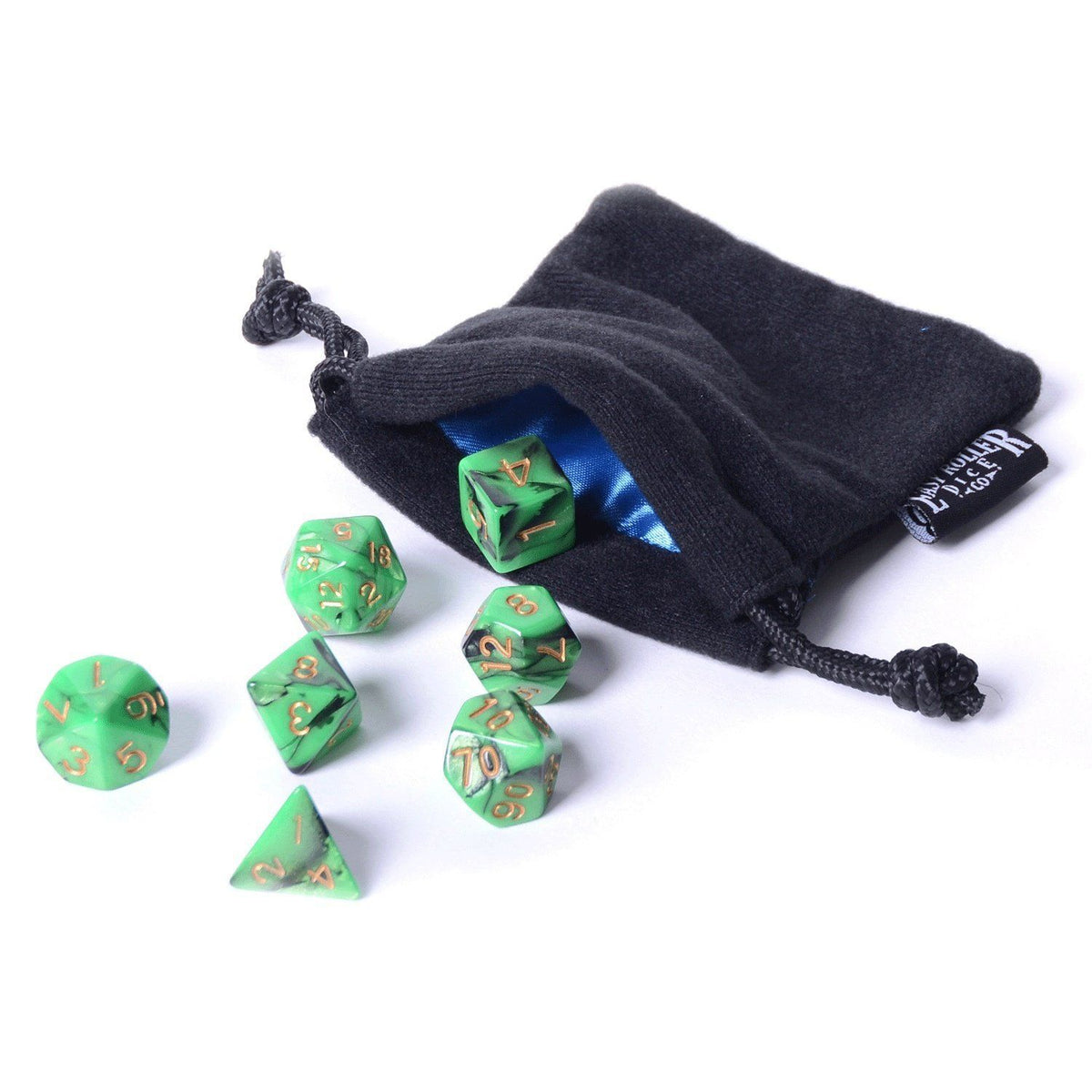 Easy Roller Emerald Swirl 7ct Polyhedral Set with Bag Dice Easy Roller Dice