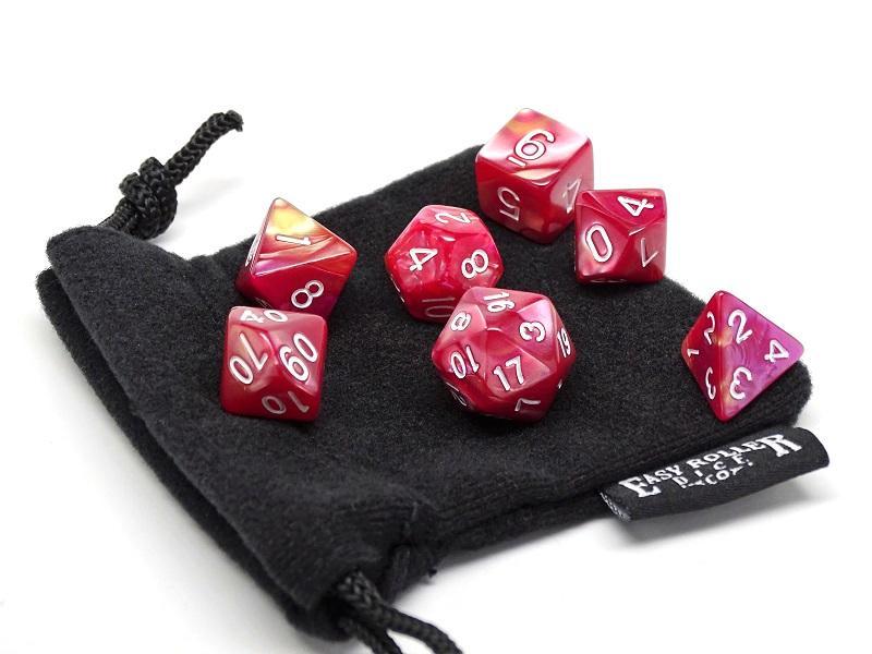Easy Roller Scarlet Shimmer 7ct Polyhedral Set with Bag Dice Easy Roller Dice