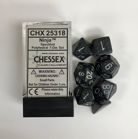 Chessex Speckled Ninja 7ct Polyhedral Set (25318) Dice Chessex   