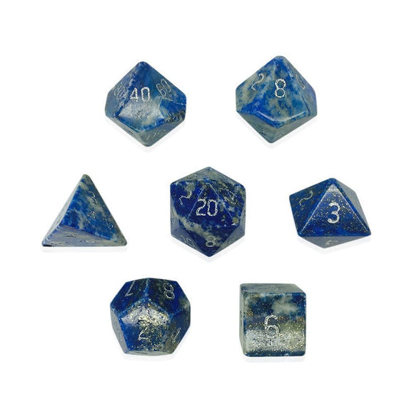 Lapis Lazuli Semi-Precious Gemstone 7ct Polyhedral Dice Set Home page Norse Foundry   