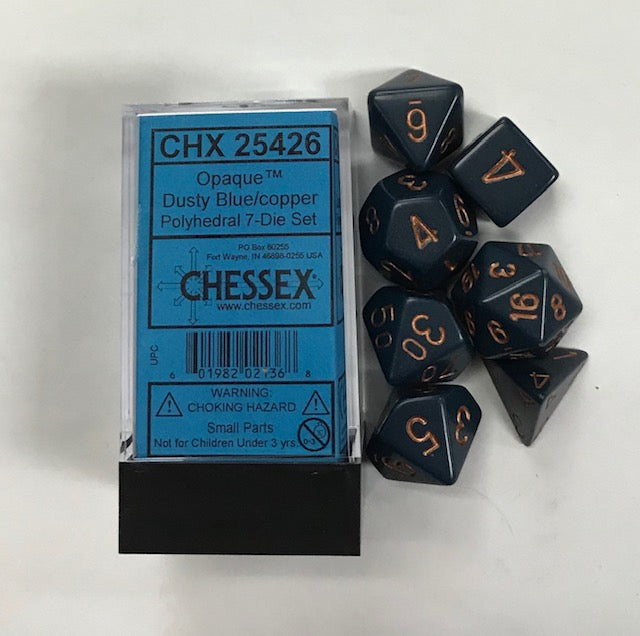 Chessex Opaque Dusty Blue/Copper 7ct Polyhedral Set (25426) Dice Chessex   