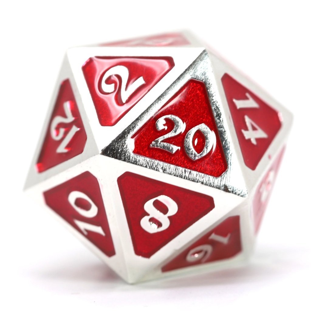 Die Hard Dice Metal Mythica Platinum Ruby Dire D20 Dice Die Hard Dice