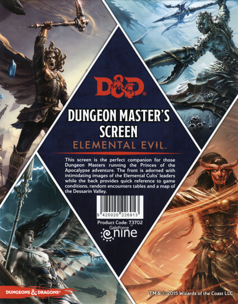 D&D 5e Dungeon Master's Screen: Elemental Evil Role Playing Games Gale Force Nine   
