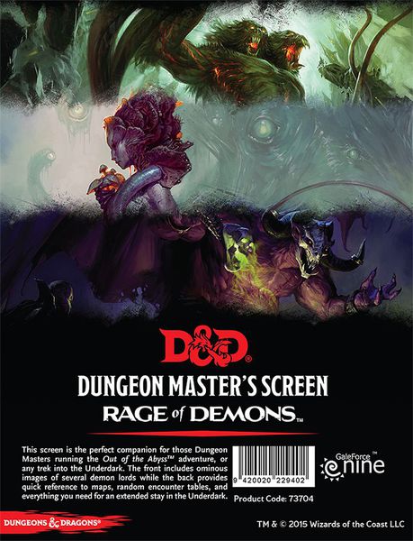 D&D 5e Dungeon Master's Screen Rage of Demons Role Playing Games Gale Force Nine   