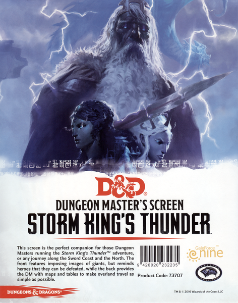 D&D 5e Dungeon Master's Screen: Storm King's Thunder Role Playing Games Gale Force Nine   