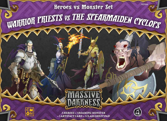 Massive Darkness: Heroes & Monster Set – Warrior Priests vs The Spearmaiden Cyclops Miniatures Cool Mini or Not