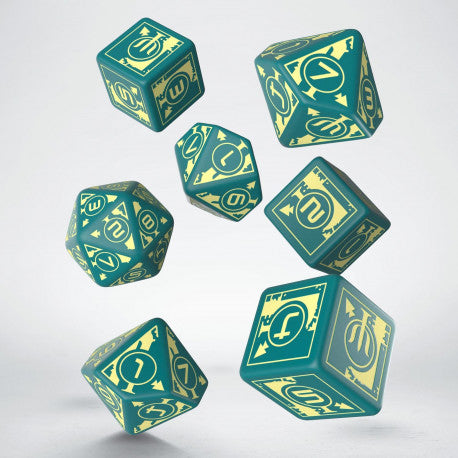 Q-Workshop Polaris RPG Turquoise/Light Yellow 7ct 3D6 + 3D10 + 1D20 Dice Q Workshop   