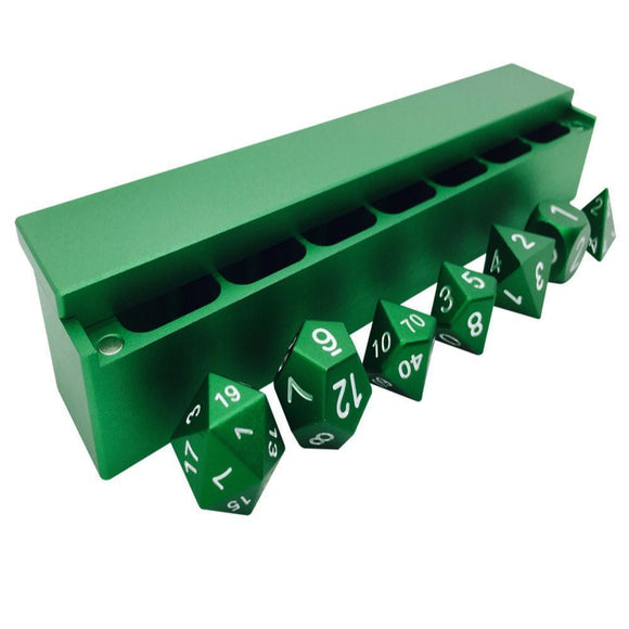 Norse Foundry Anodized Aluminum Polyhedral Dice Set with Vault: Druid Green Home page Norse Foundry   