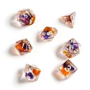 Sirius Dice Purple-Orange-Clear 7ct Polyhedral Set Dice Sirius Dice   