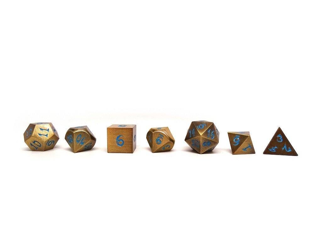 Easy Roller Metal Dice of Ancient Dragons Gold/Powder Blue 7ct Polyhedral Set Dice Easy Roller Dice