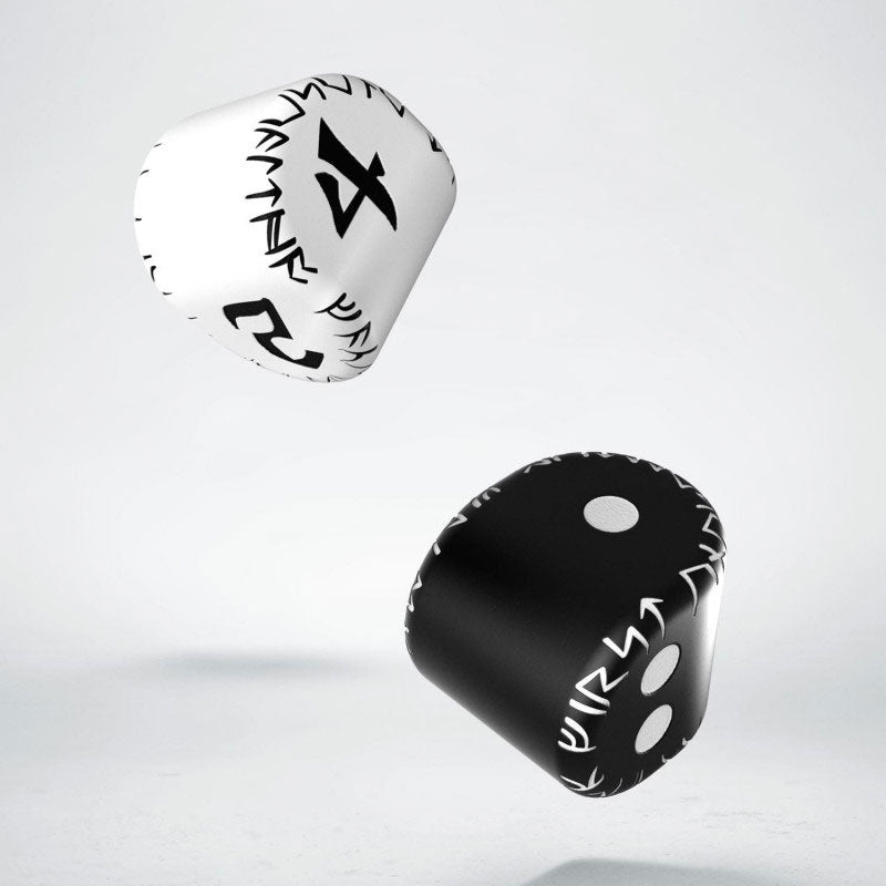Q-Workshop Runic Black D2 and White D4 2ct Set Dice Q Workshop