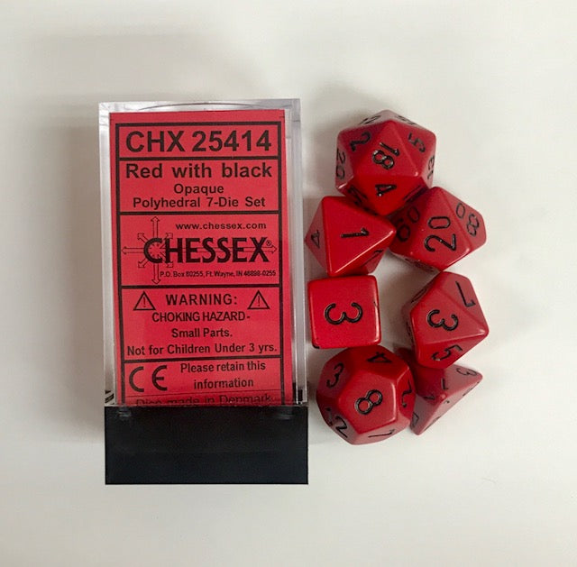 Chessex Opaque Red/Black 7ct Polyhedral Set (25414) Dice Chessex   