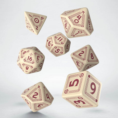 Q-Workshop Runequest Beige/Burgundy 7ct Polyhedral Set Dice Q Workshop   
