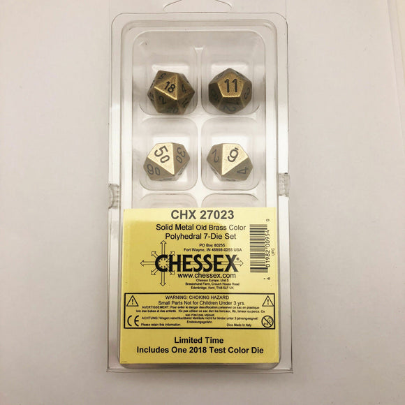 Chessex Solid Metal Old Brass 7ct Polyhedral Set (27023) Dice Chessex   