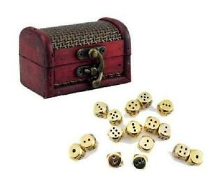 Treasure Chest 12mm 16D6 Gold Metal Dice Set Dice Other   