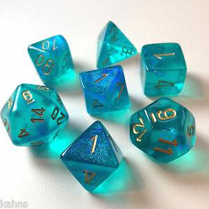 Chessex Borealis Teal/Gold 7ct Polyhedral Set (27486) Dice Chessex   