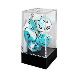 Chessex Gemini White-Teal/Black 7ct Polyhedral Set (26444) Dice Chessex   