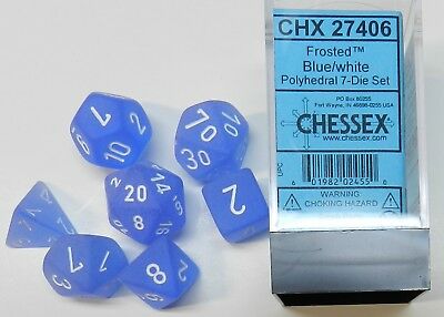 Chessex Frosted Blue/White 7ct Polyhedral Set (27406) Dice Chessex   