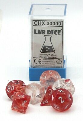 Chessex Lab Luminary Nebula Red/Silver 7ct Polyhedral Set (30009) Dice Chessex   