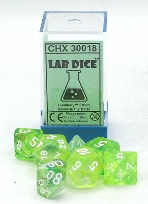 Chessex Lab Luminary Nebula Spring/White 7ct Polyhedral Set (30018) Dice Chessex   