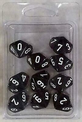 Chessex Translucent Smoke/White 10ct D10 Set (23278) Dice Chessex   