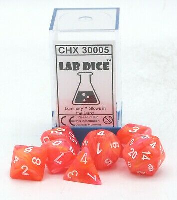 Chessex Lab Dice Festive Dahlia/White 7ct Polyhedral Set (30005) Dice Chessex   